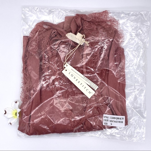 NWT Love Stitch Kaylee Satin Blouse Vintage Rose S - Picture 14 of 15